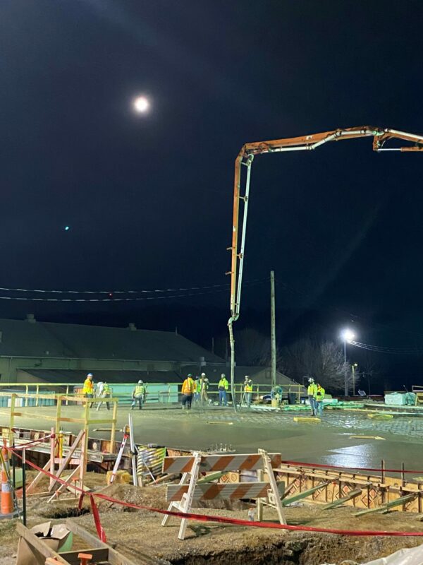 Pouring the first half of the building slab for the MSF Build.